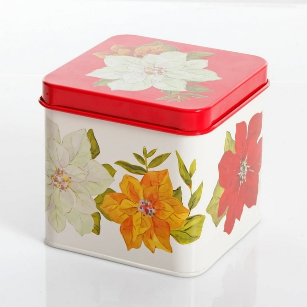 NWT/NIB The Pioneer Woman Poinsettia 2-Piece Square Cookie Set Tins Christmas - Picture 4 of 8